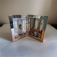 Rare Hermes Large Double Hinged Silver Plated Frame 11 1/2 X 9 Wood Back W /Box