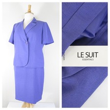Le Suit Plus Size Lavender Purple Short Sleeve Skirt Suit Size 14W Formal Career