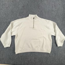 Tommy Bahama Sweater Mens Medium White Quarter Zip Mock Neck Pullover Stretch