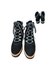 Marc Fisher Black Idaran Lugsole Suede Lace Hiker Women Ankle Boots Size 8