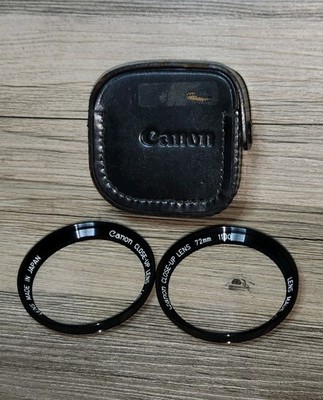 Vtg Canon Close-Up Lens Kit 72mm 1100 & 2100 Filter Threaded & Leather Case Rare
