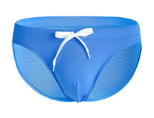 Blue w/Micro Mesh Silver Dots Men's Swim Briefs. Large 36"