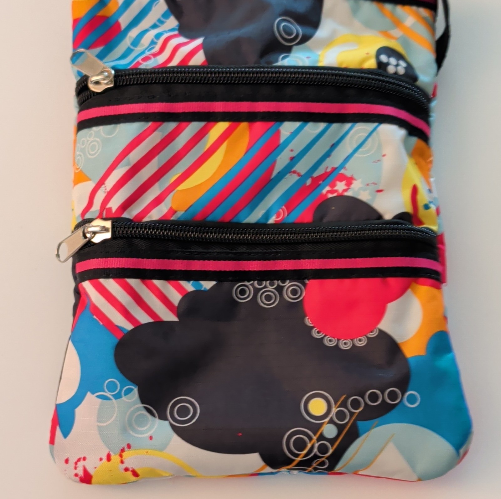 Multicolor Abstract Pattern Crossbody Bag Zipper … - image 1