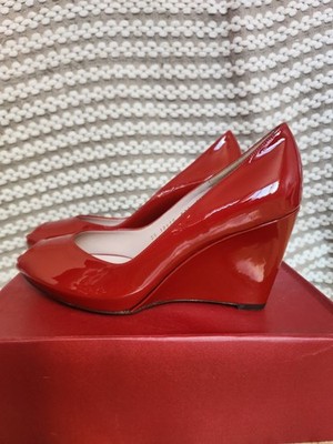 Salvator Ferragamo, NEW, box, dust bag, shoes, red patent, open toe, SZ 9.5B