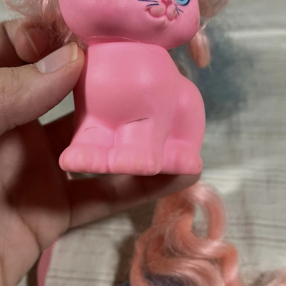 Precioso candado de dama gatito rizado patas meñiques con clip de mariposa azul cinta S Foto 3 de 4