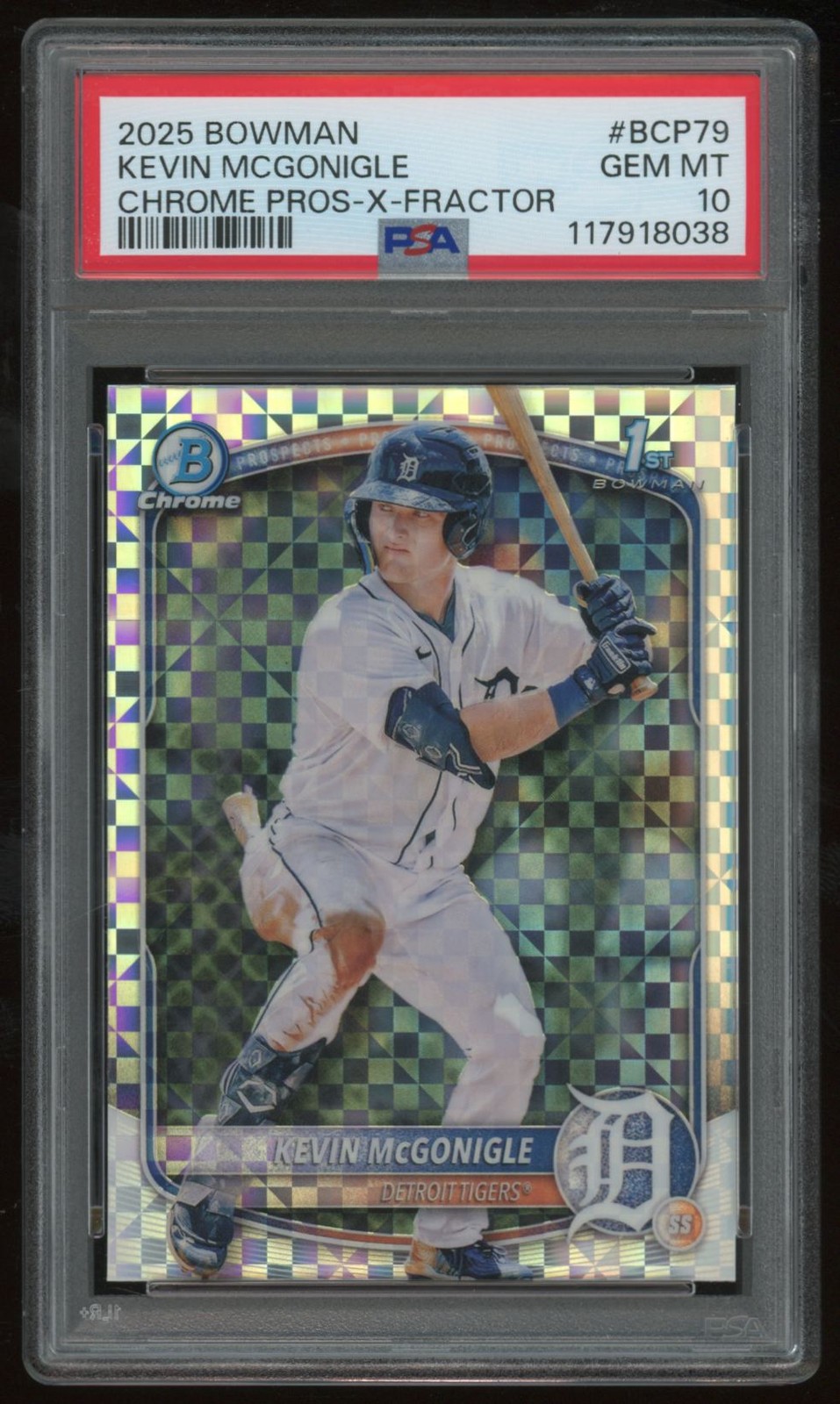 KEVIN MCGONIGLE 2025 BOWMAN CHROME #BCP-79 X-FRACTOR PSA 10