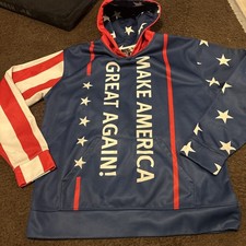 Hoodie Donald Trump MAGA Pullover - Long Sleeve Size L Chest 42  Length 26  