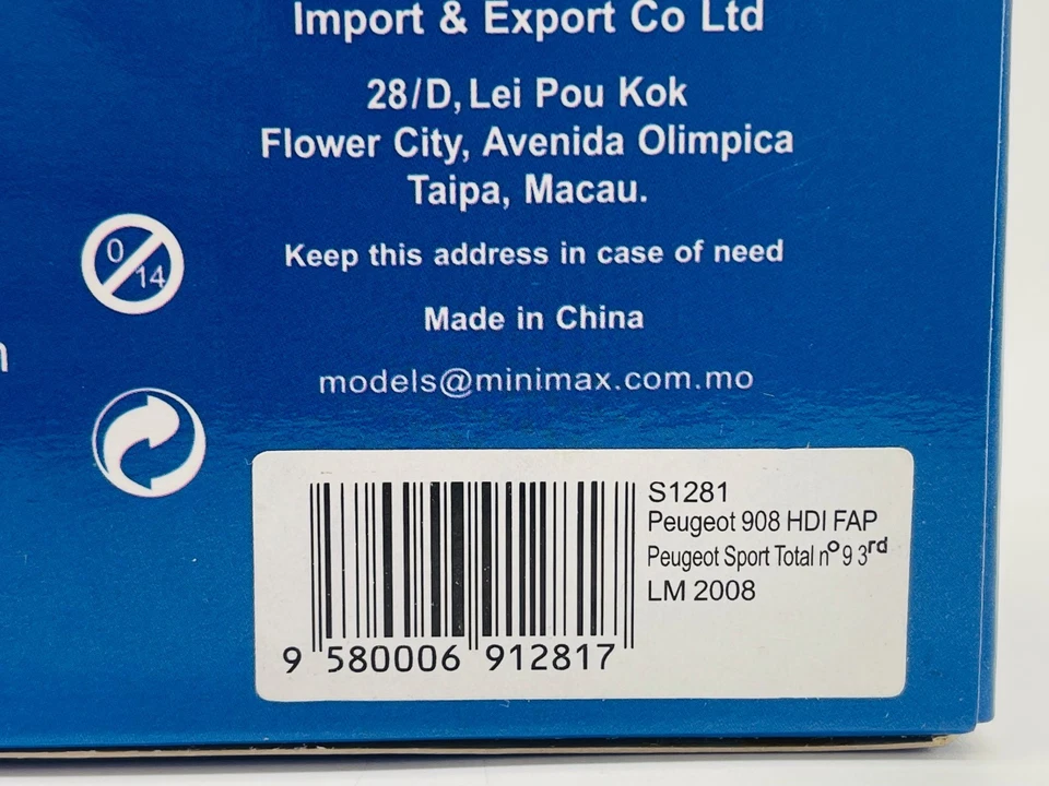 SPARK S1281 PEUGEOT 908 HDI FAP Team Peugeot Sport n°9 Le Mans 2008 1.43 - Photo 4/4