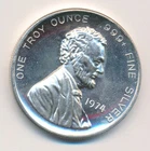 1974 ABRAHAM LINCOLN 1 ONE TROY OUNCE .999 SILVER ROUND INTERNATIONAL TRADE UNIT