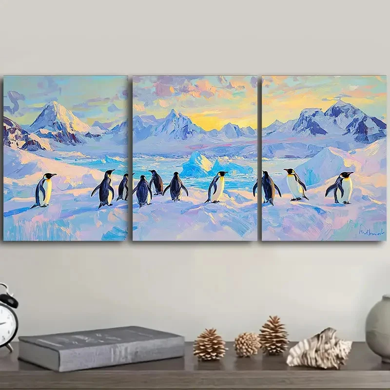 3pcs Arctic ice shelf penguins art I Wall Art Canvas Unframed/Framed - Image 2 of 4
