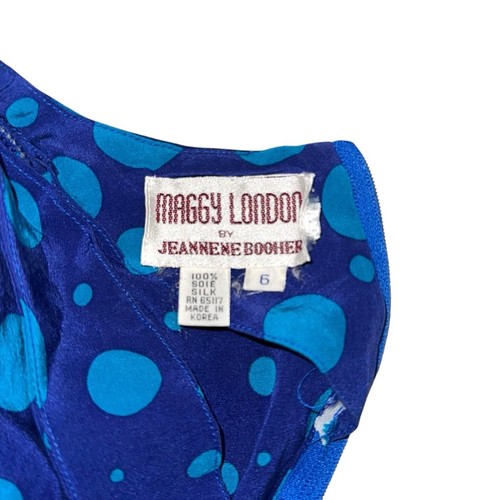 Maggy London by Jeannene Boher Vintage Blue Silk Polka Dot Dress - Picture 3 of 7