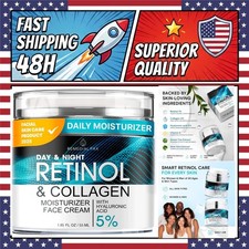 Retinol Face Neck Moisturizer Cream 1 Collagen Hyaluronic Acid 1.85 oz