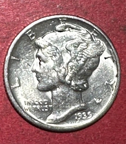 1939D US Mercury SILVER Dime "Denver" Mint! Choice AU Details! Old US Coin!