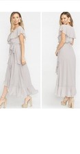 Show Me Your Mumu Jess Ruffle Midi Dress Purple Grey Small 