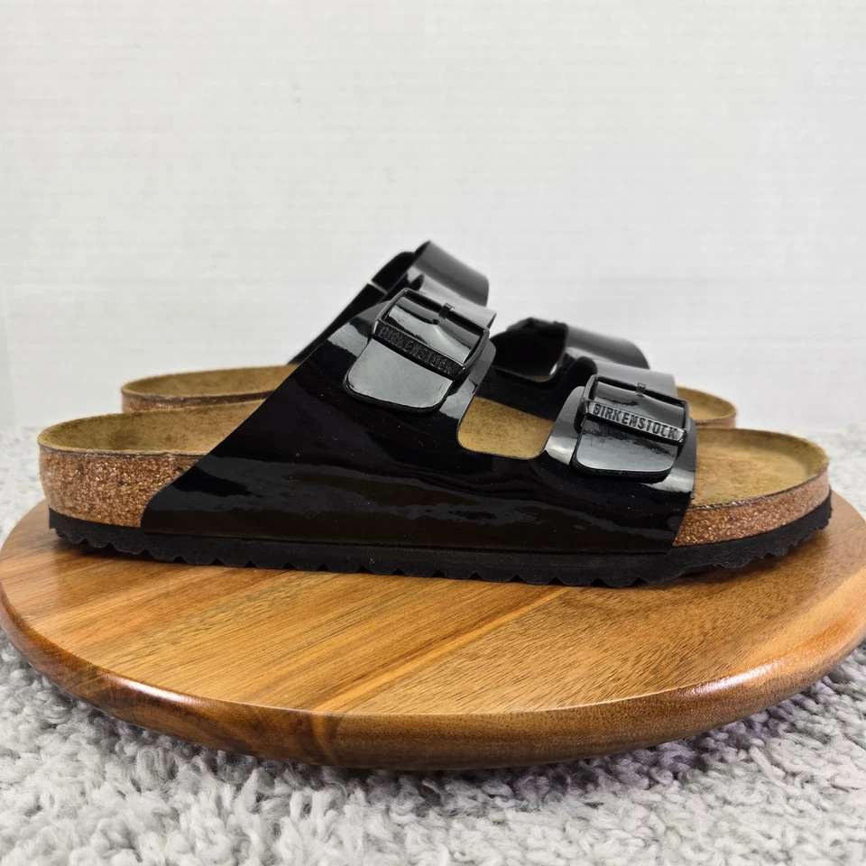 Sandalia Birkenstock Arizona Birko-Flor charol negro doble correa para hombre 44 Foto 4 de 4