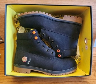 Size 6.5 Men s Timberland SpongeBob Boots Black Yellow Limited Edition Juniors