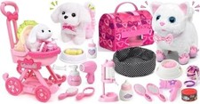 Golray Electronic Toy Dog and Cat for Kids Girls, 10 Pcs Puppy Pet Care Prete...