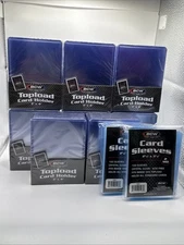 BCW 3X4 35pt Standard Toploaders 8 Packs of 25 (200) with 200 BCW Soft Sleeves
