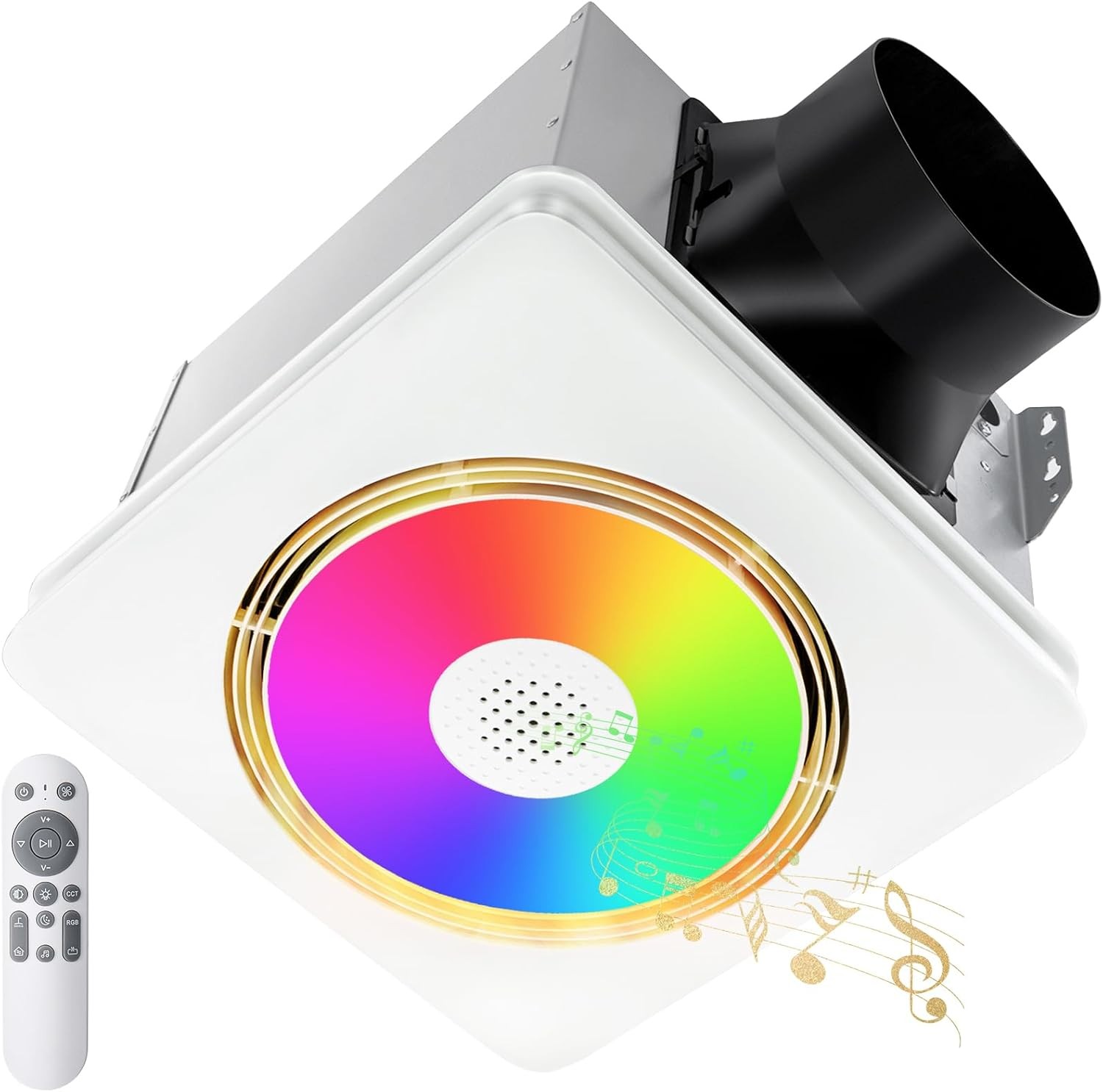 GROWNEER Bathroom Fan with Bluetooth 160 CFM Sperker, White 