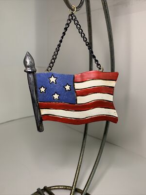 American Flag Sign Patriotic Hanging Wall Art Decor for Indoor Outdoor