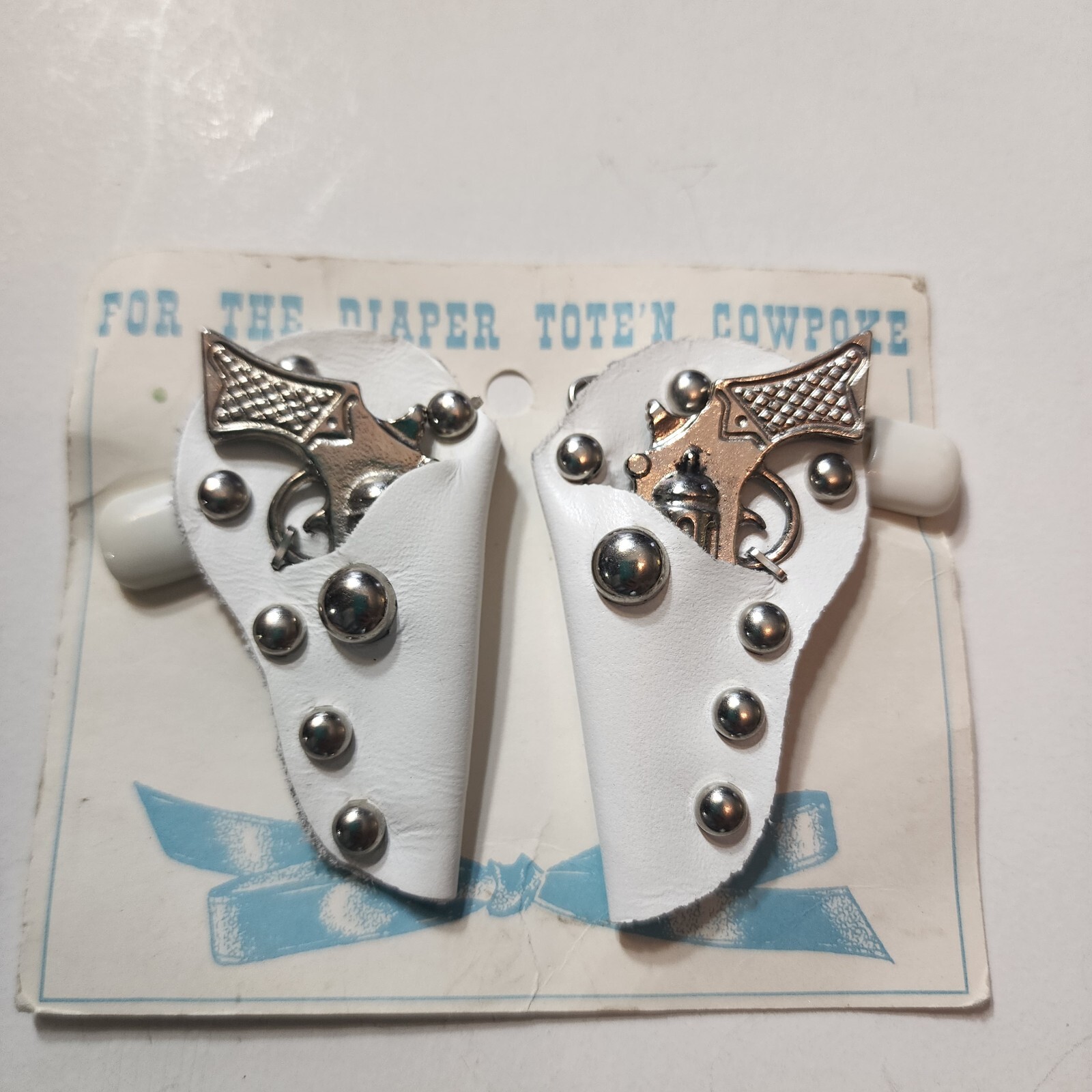 Vintage 1950's Cowboy Diaper Pins Tote n' Cowpoke Hand Gun In Holster