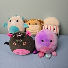 SQUISHMALLOWS Plush Squad 5" Minis Lot of 5 New & Used Cat Octopus Dragon Cobra