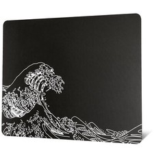 Glass Gaming Mouse Pad Black Kanagawa Hard Mousepads for GamingProfessional L...