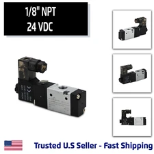 1/8'' 3 Way, 2 Position Pneumatic Solenoid Valve, 24V DC Coil, Air Return