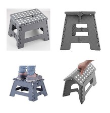 Small Step Stool Fordable Folding Multi Purpose Heavy Duty Kitchen Home Grey New