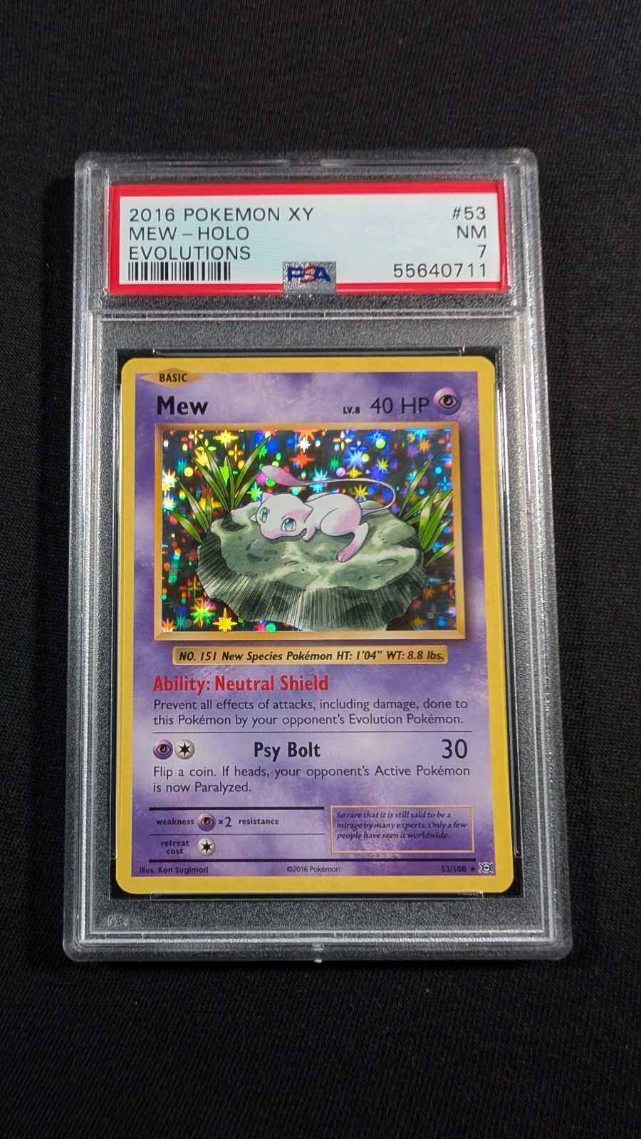 Pokemon Card Holo Mew 53/108 PSA 7 NM XY Evolutions