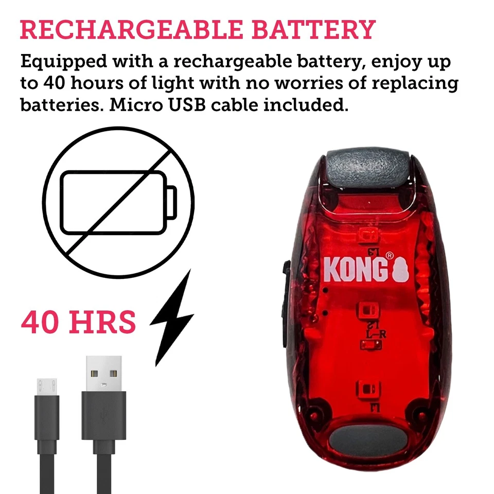 KONG 3 Pack LED Night Safety Light for Running Cycling Dog Warning Rechargeable - Image 3 of 4