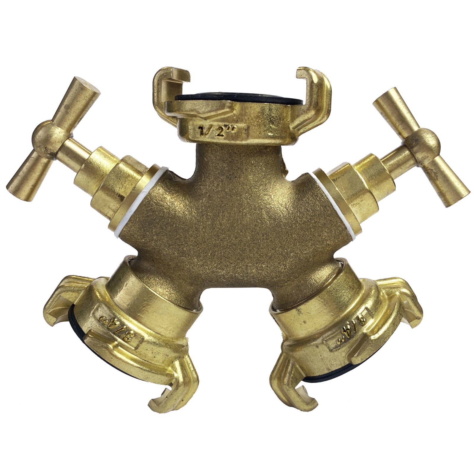 Geka type solid brass professional  claw fitting ,3 way splitter with valves