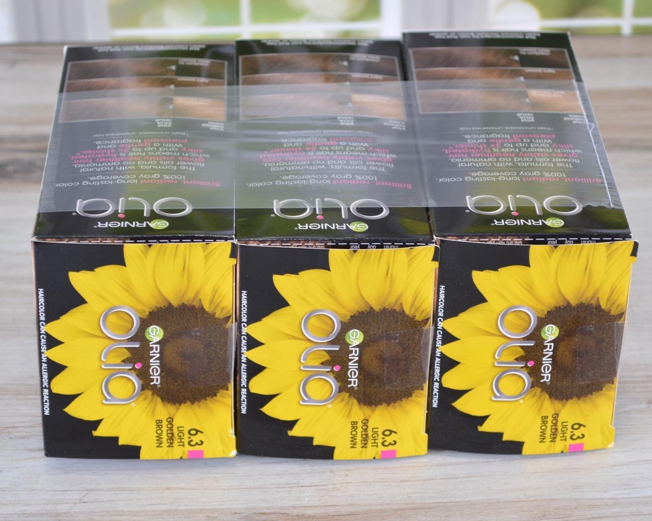 New GARNIER OLIA 6.3 Light Golden Brown Permanent Hair Color (3 BOXES)