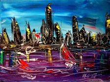 NEW YORK IMPRESSIONIST  CANVAS OIL PAINTING -ABSTRACT ART UPIUWD