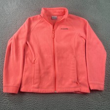 Columbia Sweater Jacket Girls Large Full Zip Fleece Peach Long Sleeve