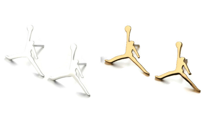 PENDIENTES MICHAEL JORDAN ACERO INOXIDABLE COLOR PLATA ORO COLOR 2 PARES