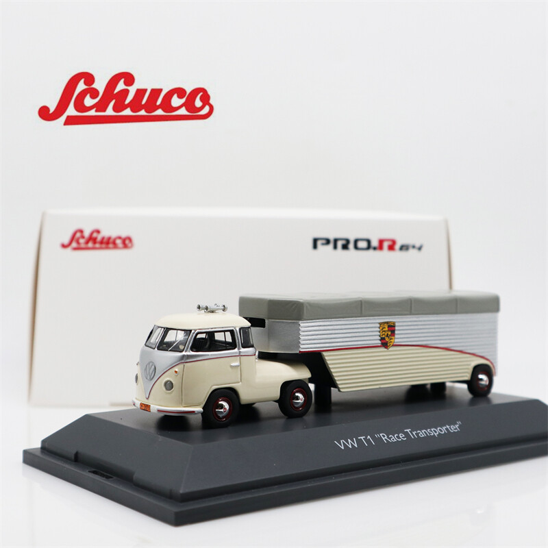 Schuco 1:64 VW T1 racing transporter Continental Motors beige/silver Model Car
