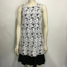Kensie S Dove Combo Black White Lace Overlay Sleeveless Mini Dress