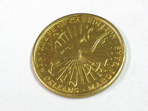 Gold Tone Krewe Of Carrollton Saga of the Mississippi 1968 Mardi Gras Doubloon
