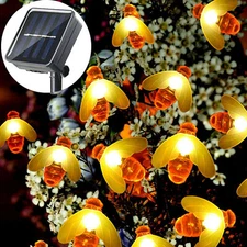 50 LED Solar Powered Bee String Lights Outdoor Yard Garden Decor Waterproof Lamp