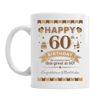 MAINLY MUGS 60th Birthday Happy Gift Present Idea For Men Dad Male Keepsake 60 Coffee Mug