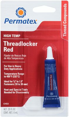 Permatex 24026 High Temperature Threadlocker Red, 6 ml
