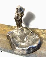 Golf Metal 1950’s Man Golfing Ashtray Paperweight
