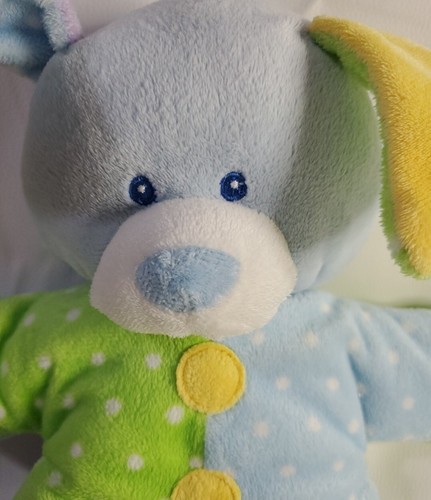 Baby GANZ Blue And Green Polka Dot SNUGGLES Puppy Lovey 13" Rattles Plush Toy - Picture 5 of 7