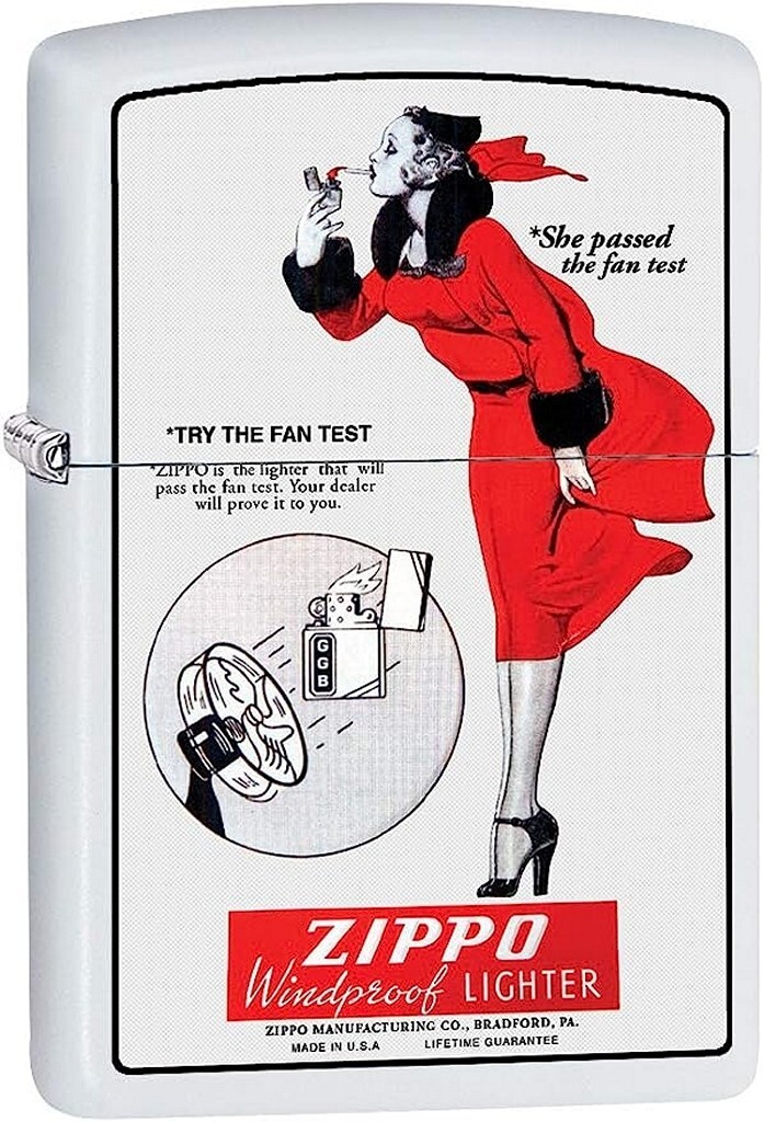Zippo 01489 Windy Zippo Fan Test White Matte Lighter