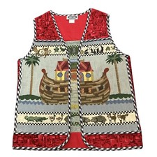 Vintage Tapestry Vest Noah s Ark Hamilton USA Size M
