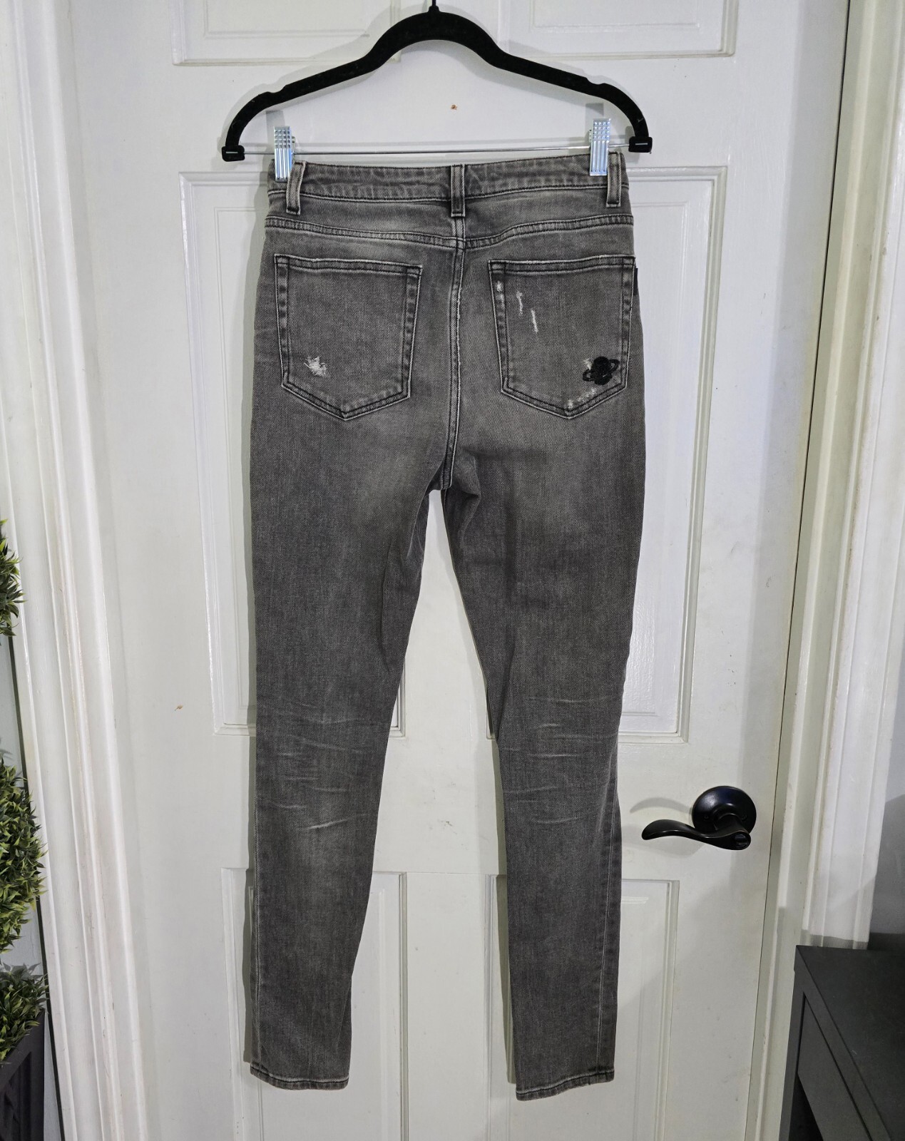 Jeans skinny Saint Laurent donna grigio denim invecchiato D05 con SK MW taglia 28