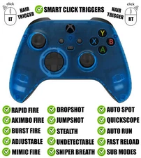 Clear Blue Silent Modz Smart Click Triggers Modded Controller for Xbox & PC
