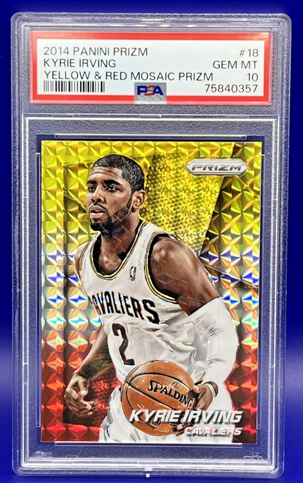 KYRIE IRVING PSA 10 2014-15 Panini Prizm 18 Yellow Red MOSAIC PRIZM POP 8 💎🏀📈