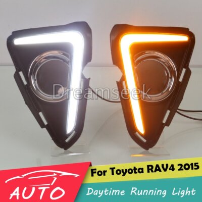 TFL für Toyota RAV4 2016 17 18 LED DRL Tagfahrlicht Fog Lampe Mit Gelb Blinker
